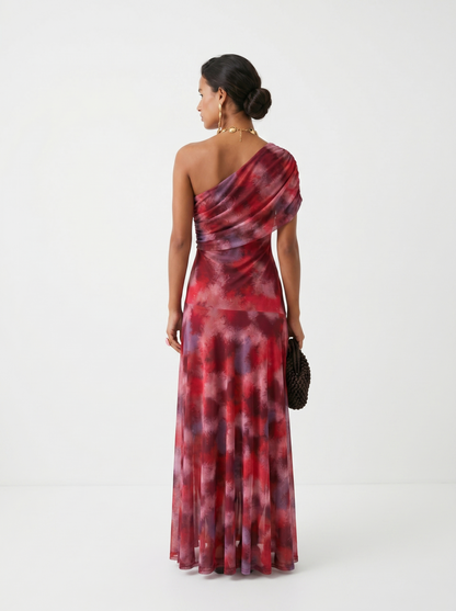 Elegante gedrapeerde maxi jurk voor dames met minimalistische uitstraling