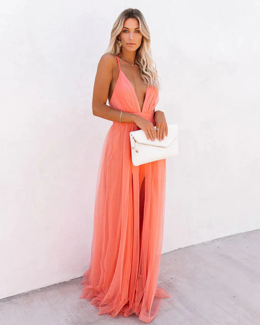 Maxi Oranje Luchtige Ibiza Strandjurk