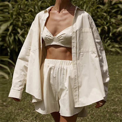 Dames Oversized Linnen Hemd En Shorts Set