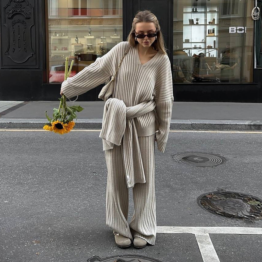 Dames Gebreid Relaxed Ensemble Met Sjaal