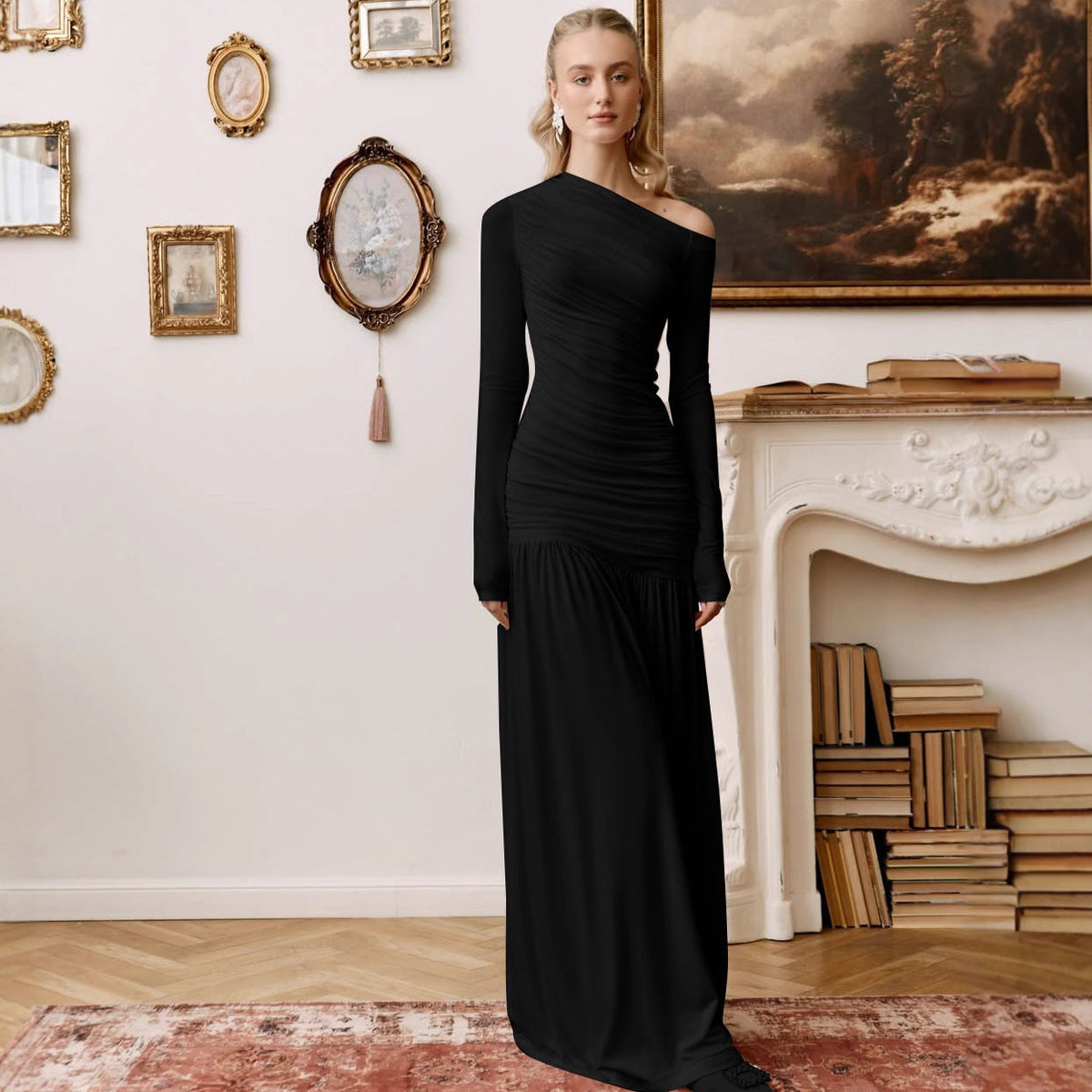 Dames Asymmetrische Maxijurk Met Ruching