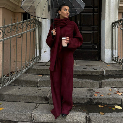 Dames Gebreid Relaxed Ensemble Met Sjaal