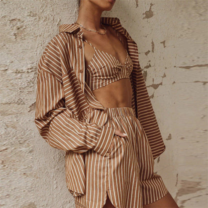 Oversized dameshemd van linnen met bijpassende shorts