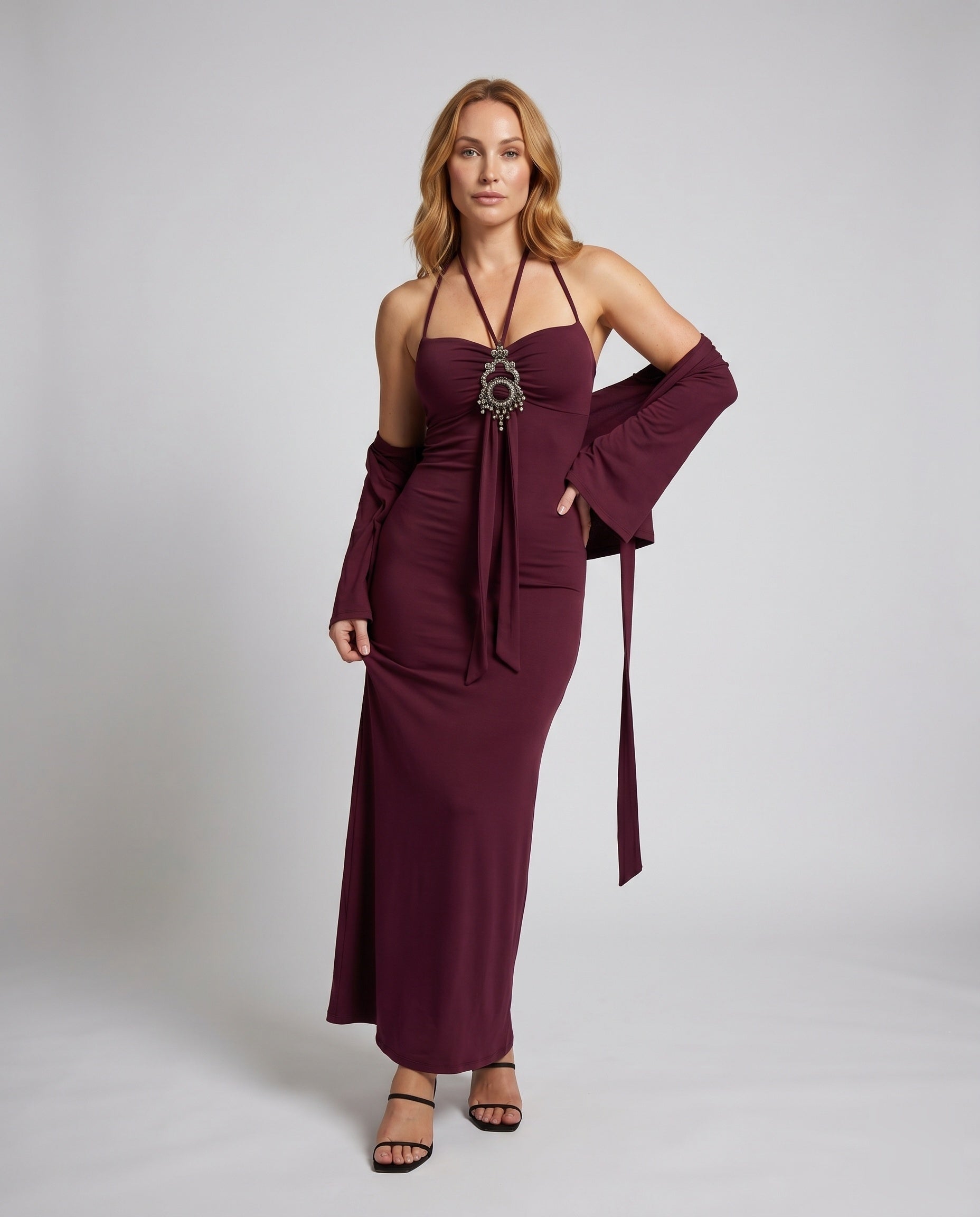 Dames strapless maxijurk met elegante pasvorm