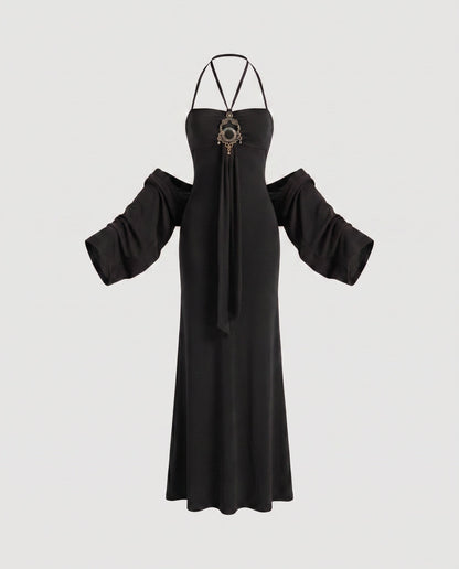 Dames Strapless Maxijurk Met Zwierige Zoom