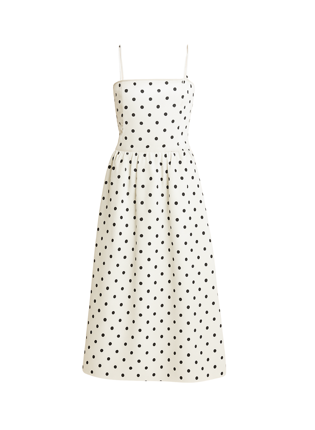 Retro midi jurk in zwart-wit met fijne bandjes en zwierige rok