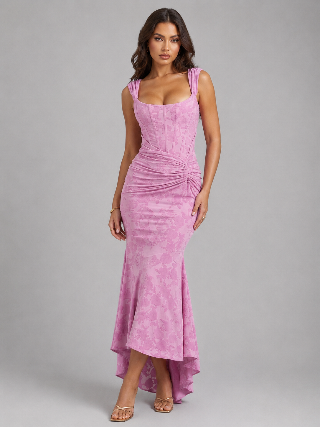 Dames Maxi Jurk Met Korsetlook En Bloemenprint