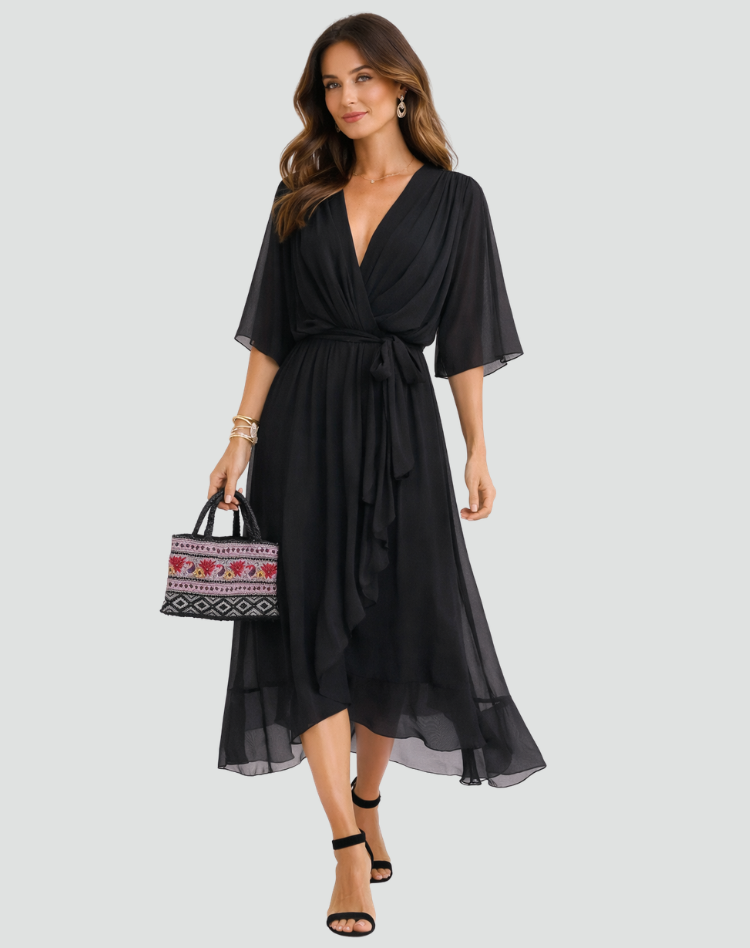 Elegante wikkel maxi jurk voor vakanties