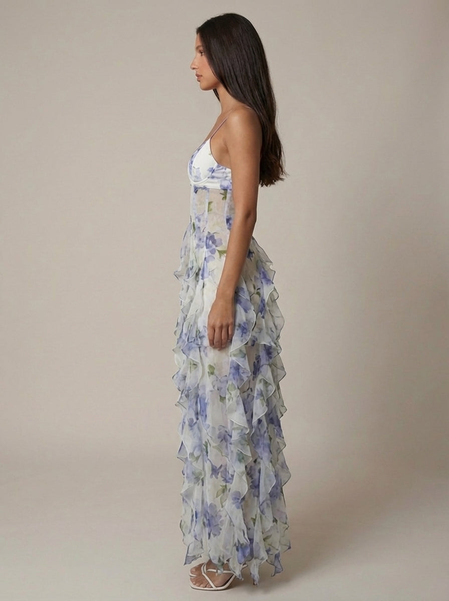 Boheemse maxi-jurk met bloemenprint