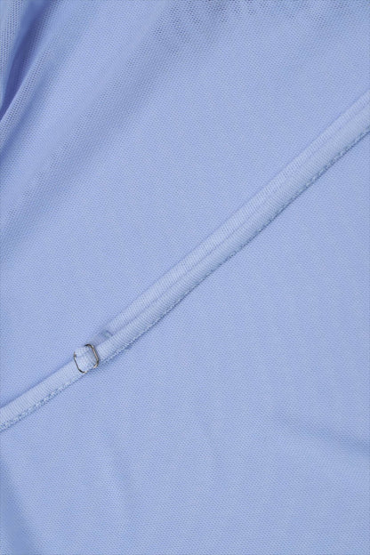 Blauwe Bodycon Mini Jurk met Een Schouder en Strikdetail