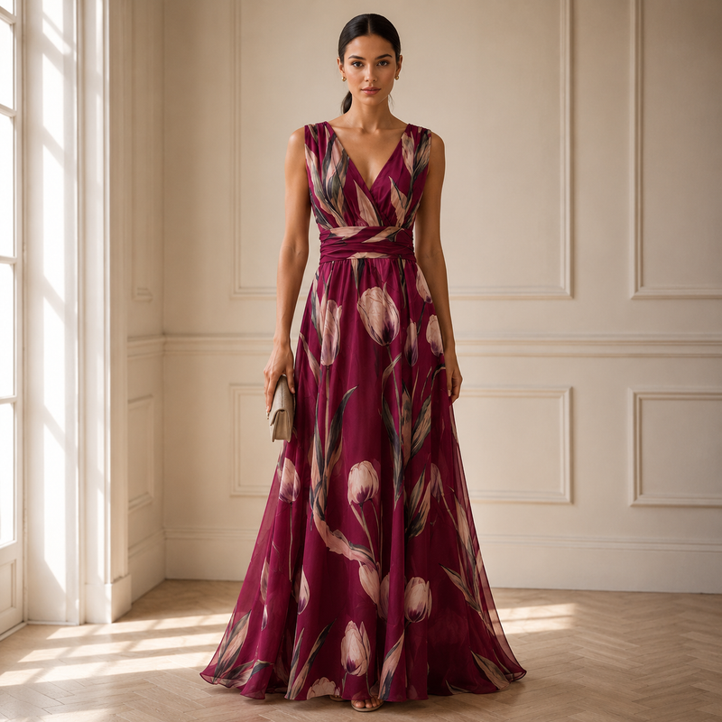 Elegante maxijurk voor dames met een lange, soepel vallende rok
