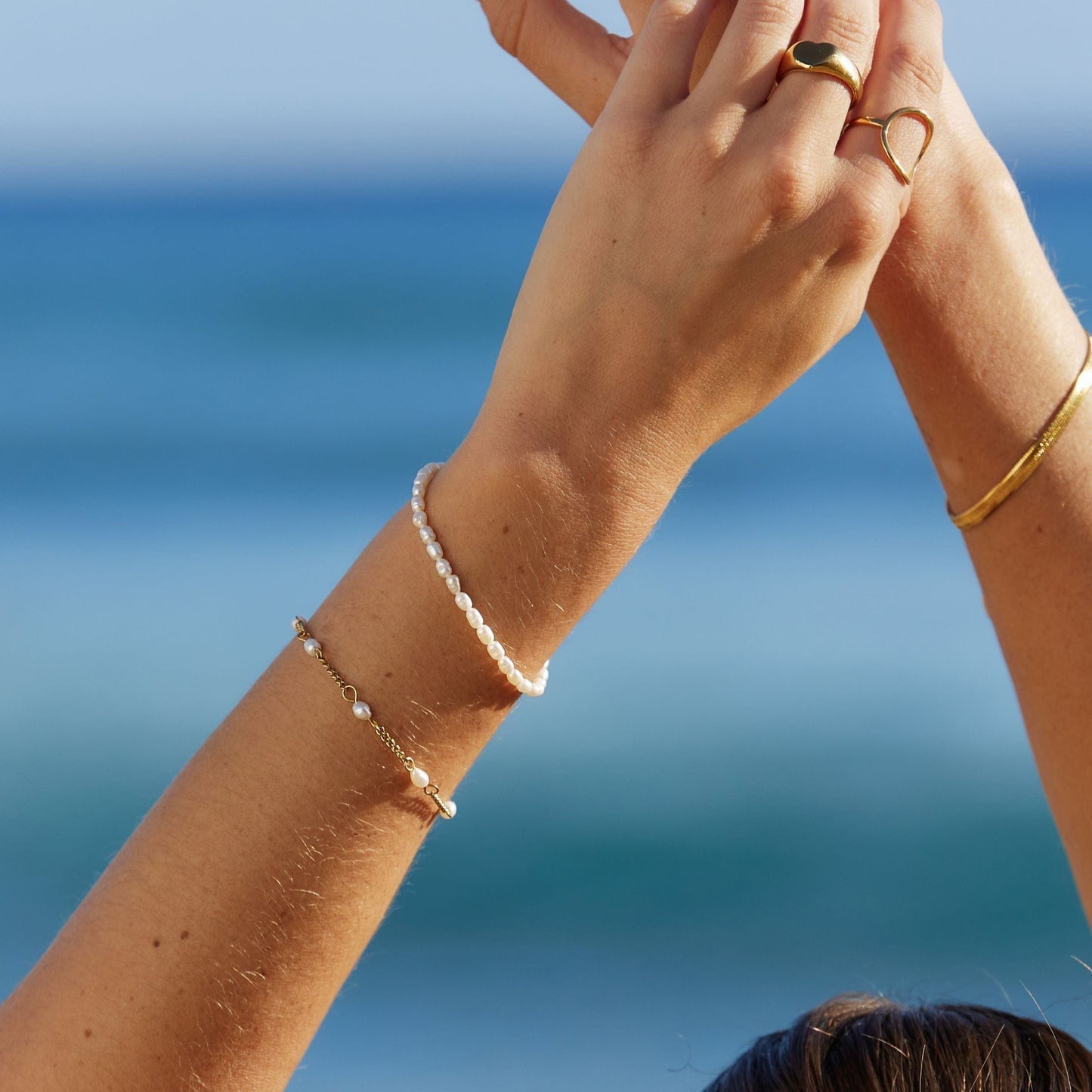 Armband met zoetwaterparels en gouden PVD-coating voor dames