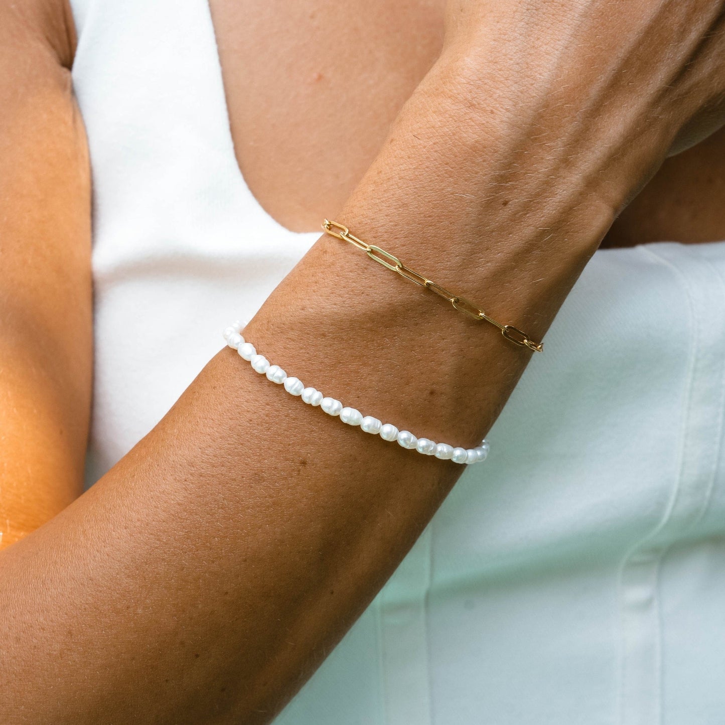 Armband met zoetwaterparels en gouden PVD-coating voor dames