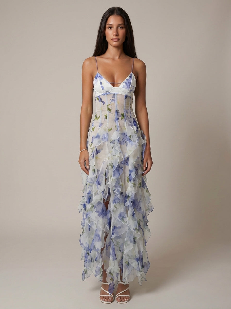 Boheemse maxi-jurk met bloemenprint