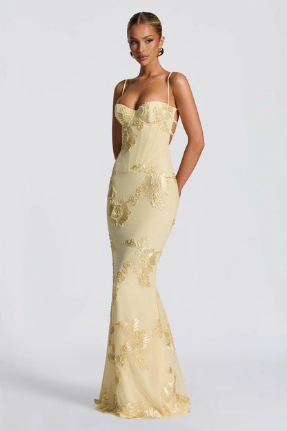 Dames maxi jurk met bloemenprint en open rug