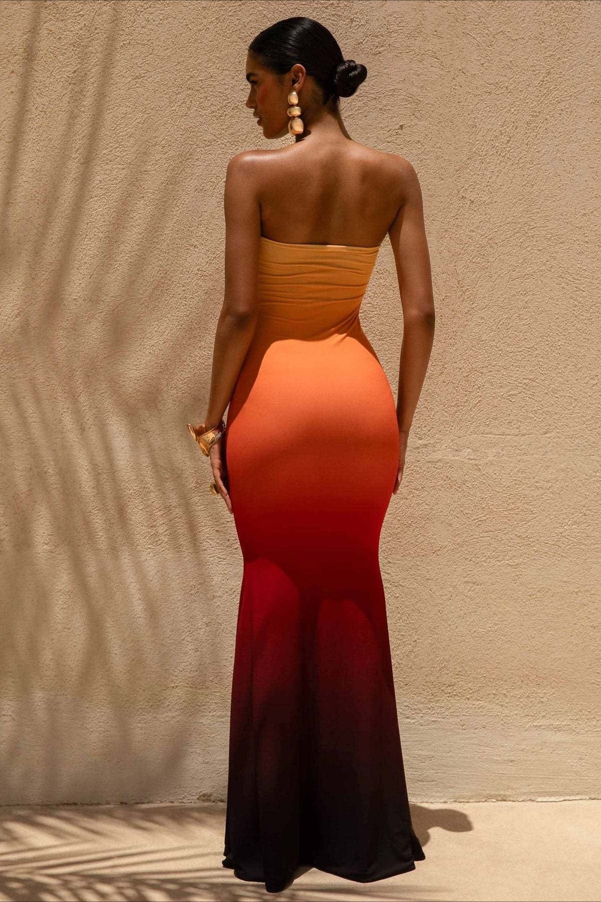 Bandeau Zeemeermin Maxi Jurk met Bloemenprint