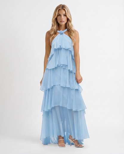 Mouwloze Maxi Jurk met Bloemenprint en Halternek voor Dames
