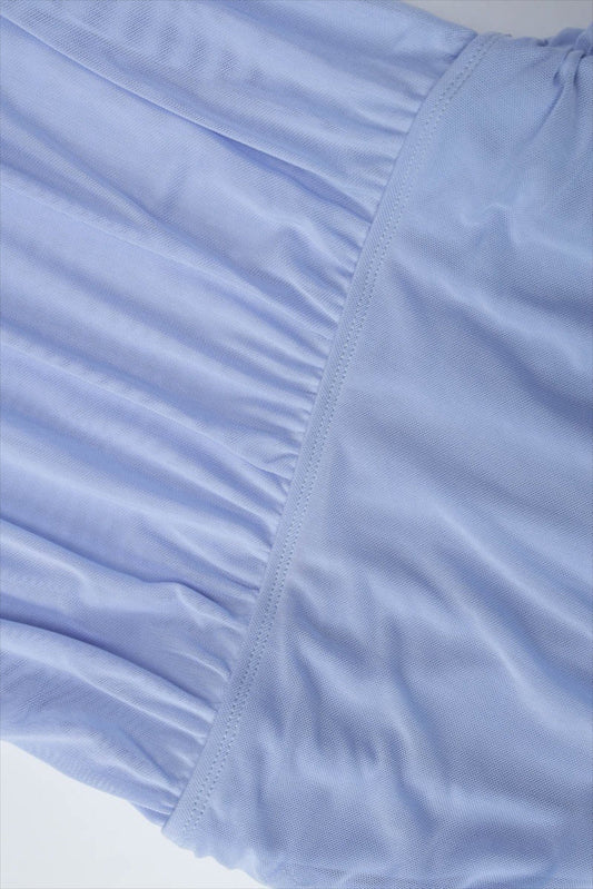 Blauwe Bodycon Mini Jurk met Een Schouder en Strikdetail
