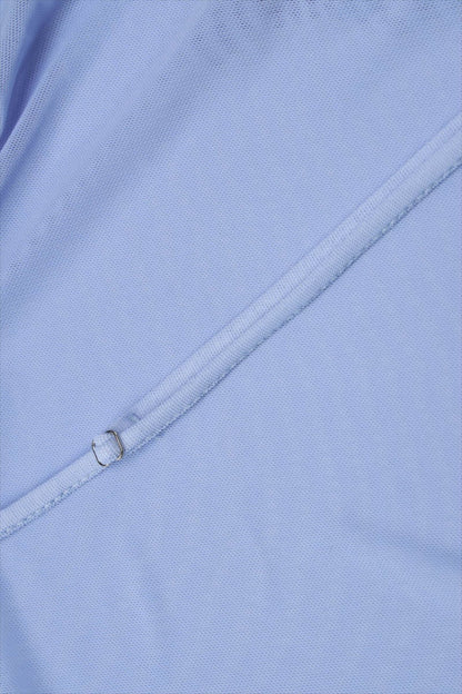 Blauwe Bodycon Mini Jurk met Een Schouder en Strikdetail