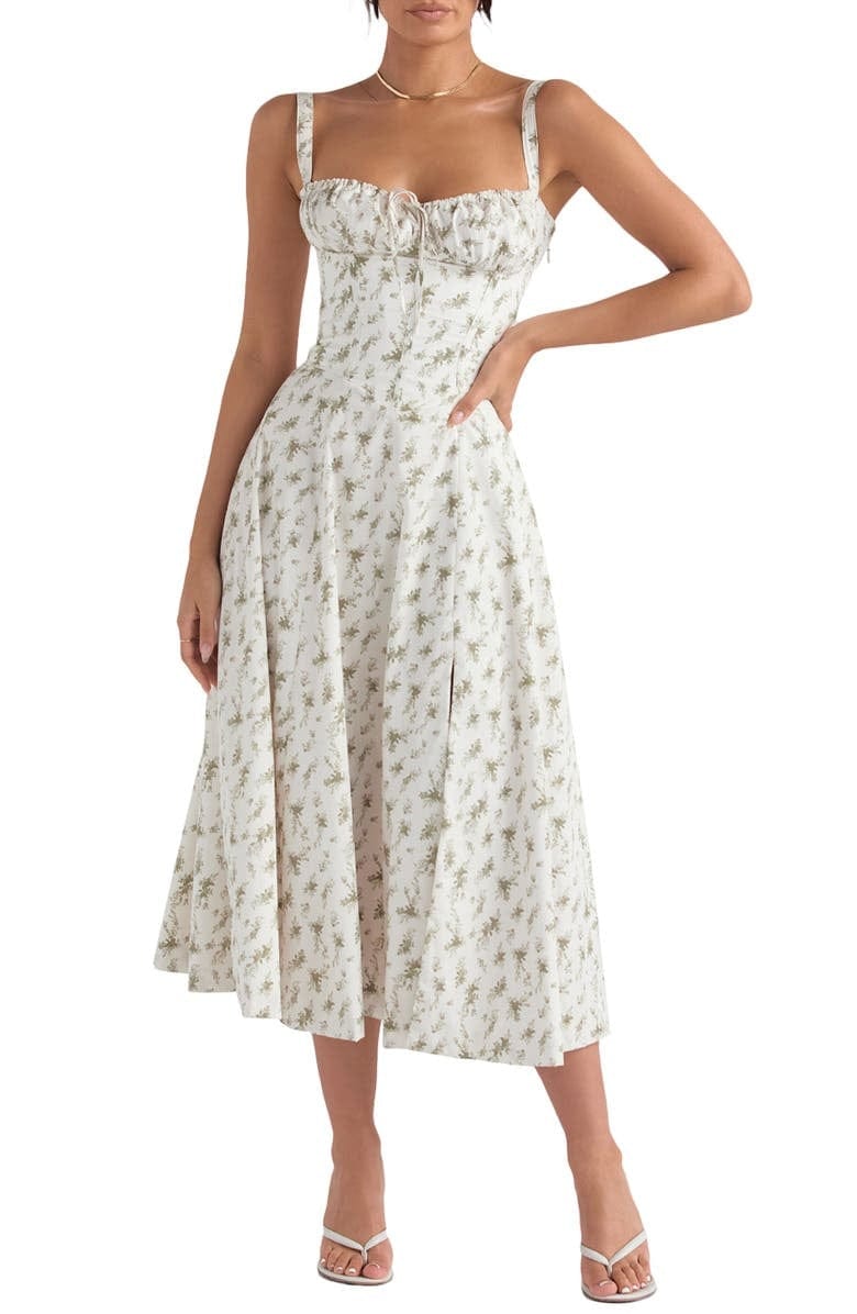 Bodycon jurk met bloemenprint en bustier