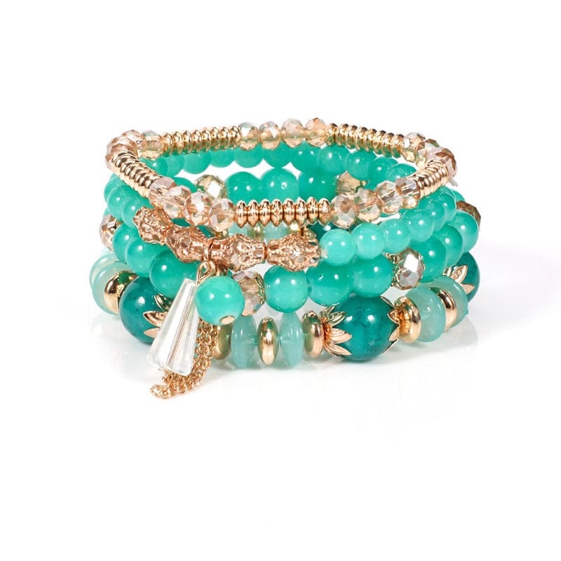 Boheemse Groene Armbanden Set Hippie Stijl