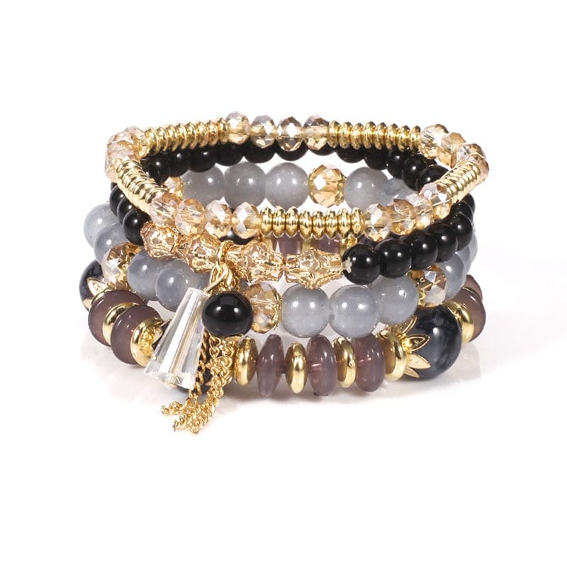 Boheemse Zwart Goude Armbanden Set Hippie Stijl