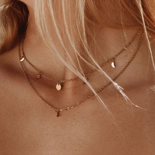 Boho Gelaagde Metalen Schakelketting Dames