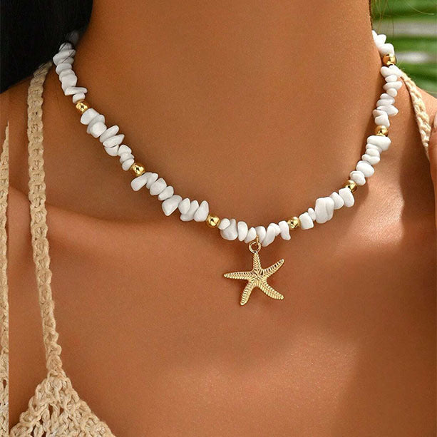Shell Detail Zeester Hanger Ketting Goud