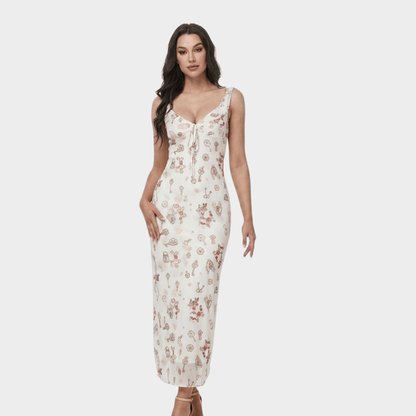 Dames Aansluitende Maxi Jurk Met Bloemenprint