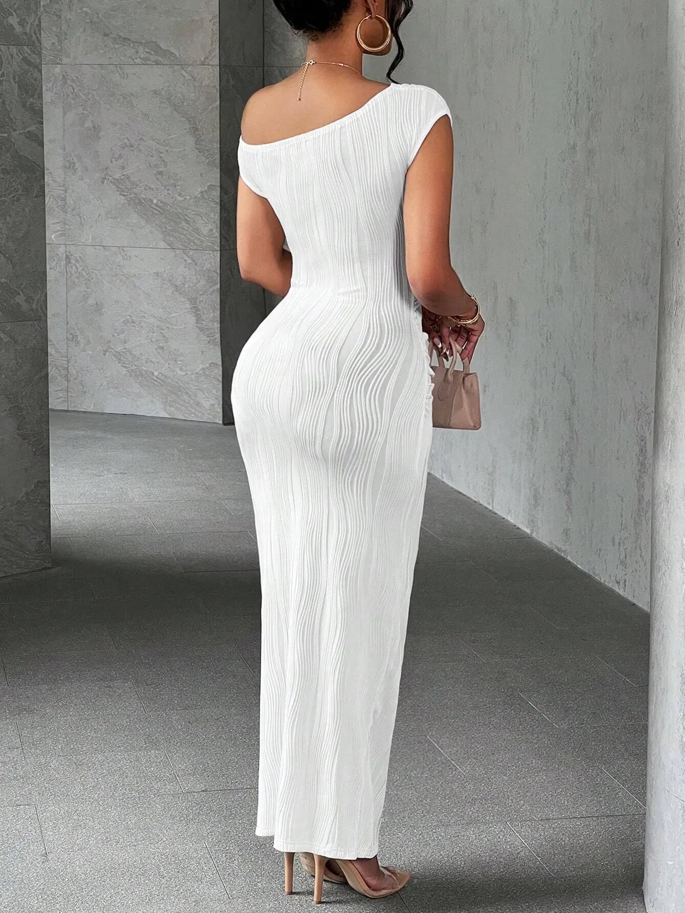 Dames Asymmetrische Maxi Jurk Met Eén Schouder