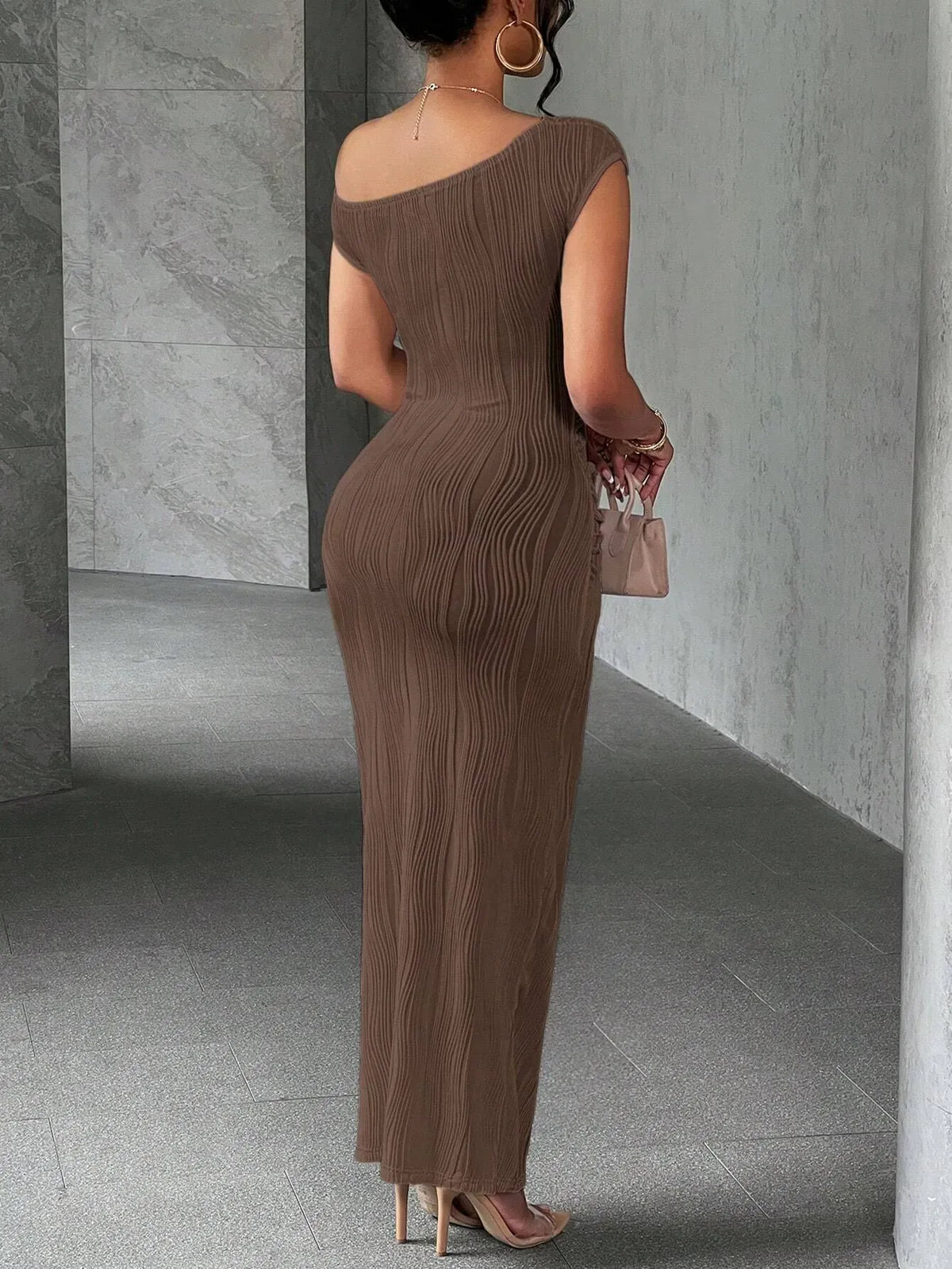 Dames Asymmetrische Maxi Jurk Met Eén Schouder