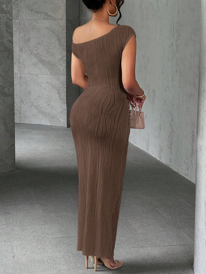 Dames Asymmetrische Maxi Jurk Met Eén Schouder