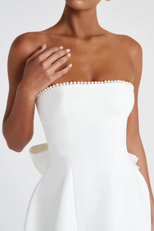 Dames Bandeau Mini Jurk Met Strik En Ballonrok