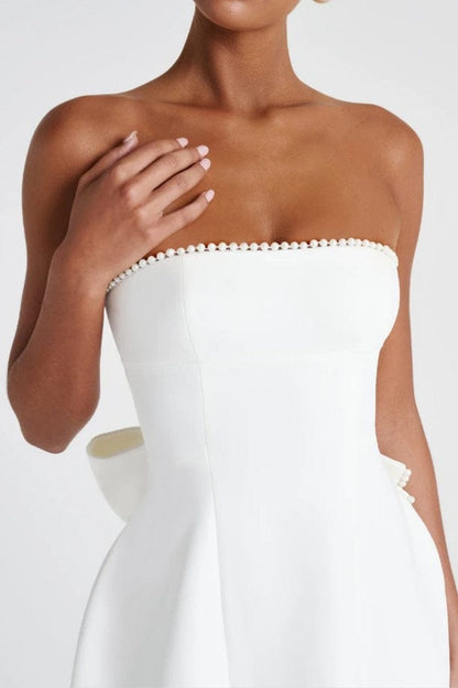 Dames Bandeau Mini Jurk Met Strik En Ballonrok