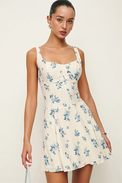 Dames Bloemenprint A Line Mini Jurk
