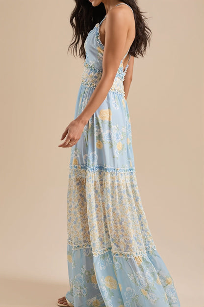 Dames Bloemenprint Cami Maxijurk Met Volant