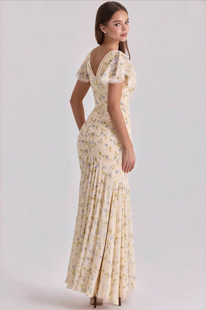 Dames Bloemenprint Maxi Jurk Met V Hals