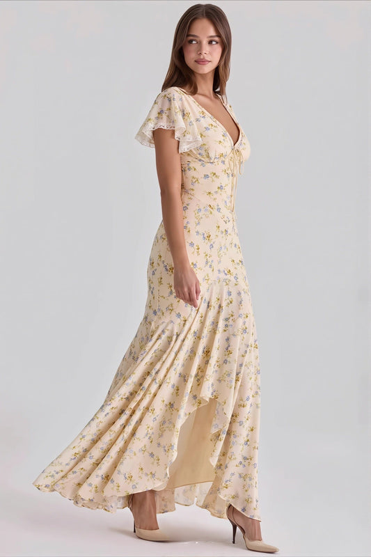 Dames Bloemenprint Maxi Jurk Met V Hals