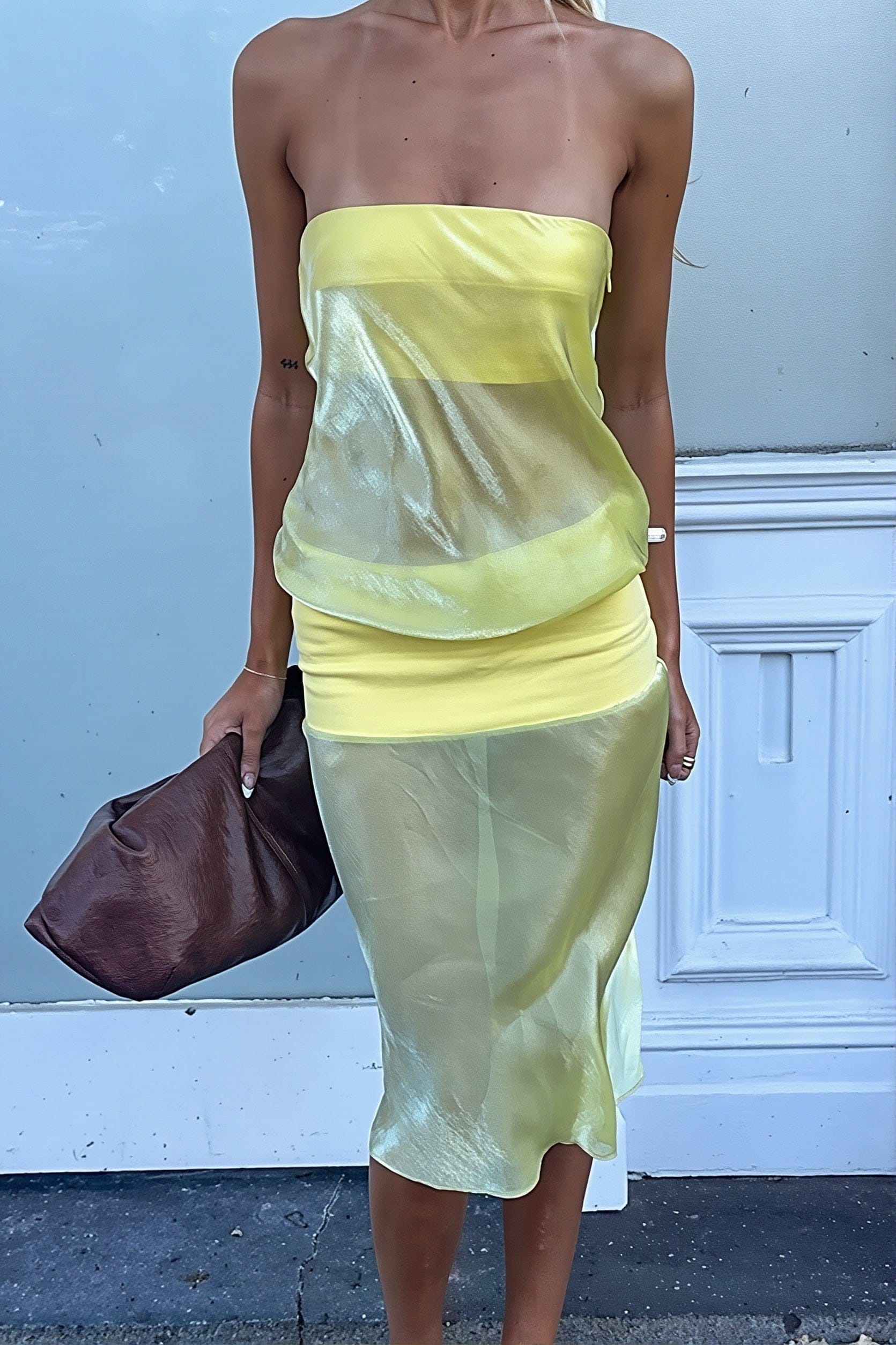 Dames Bodycon Midi Jurk Met Transparante Details