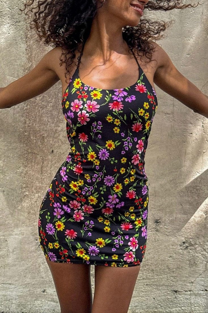 Dames Bodycon Mini Jurk Met Bloemenprint