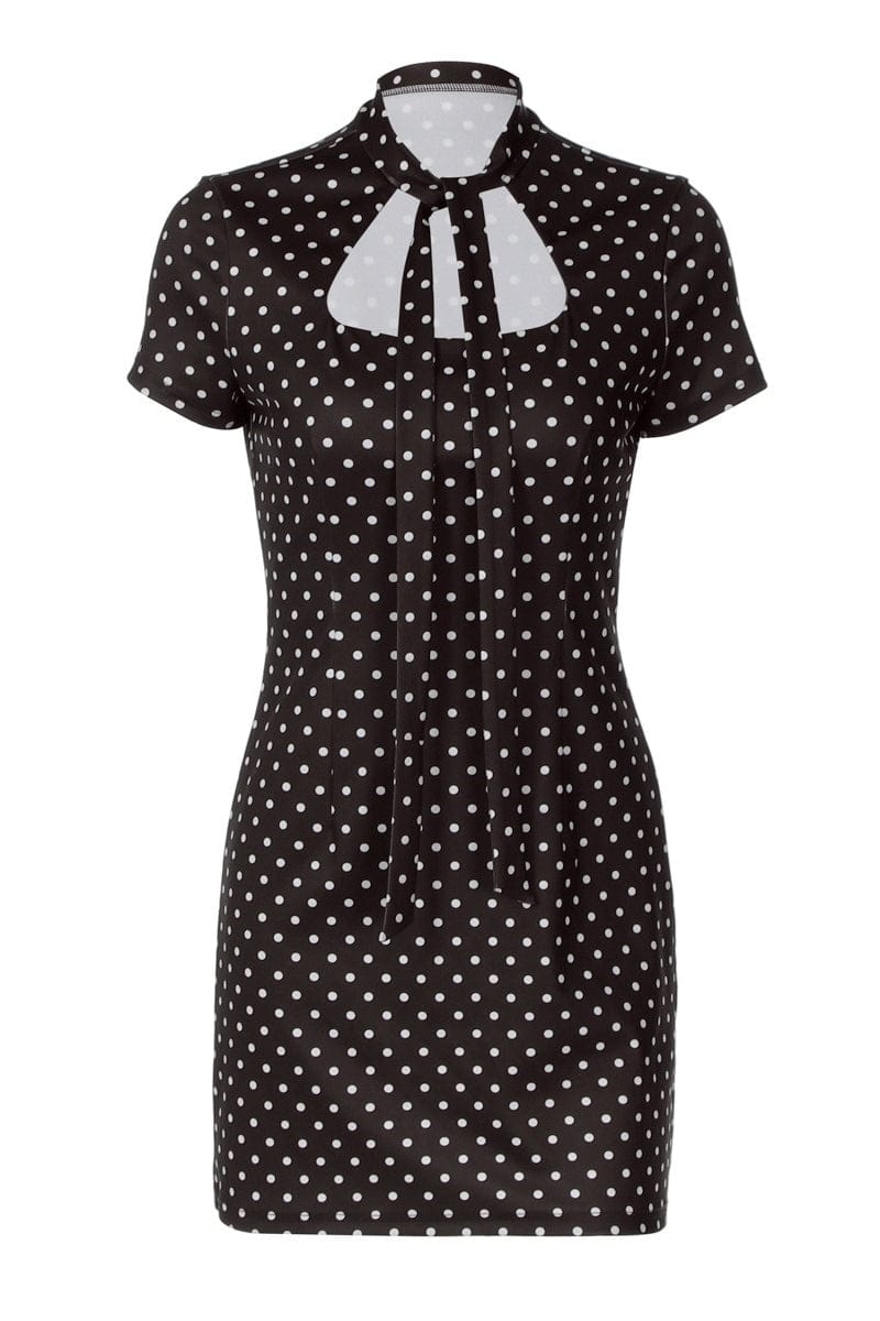 Dames Bodycon Mini Jurk Met Stippenprint En Strikbandjes