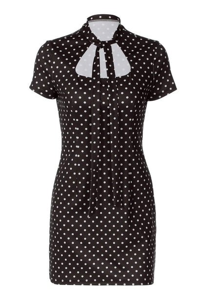 Dames Bodycon Mini Jurk Met Stippenprint En Strikbandjes