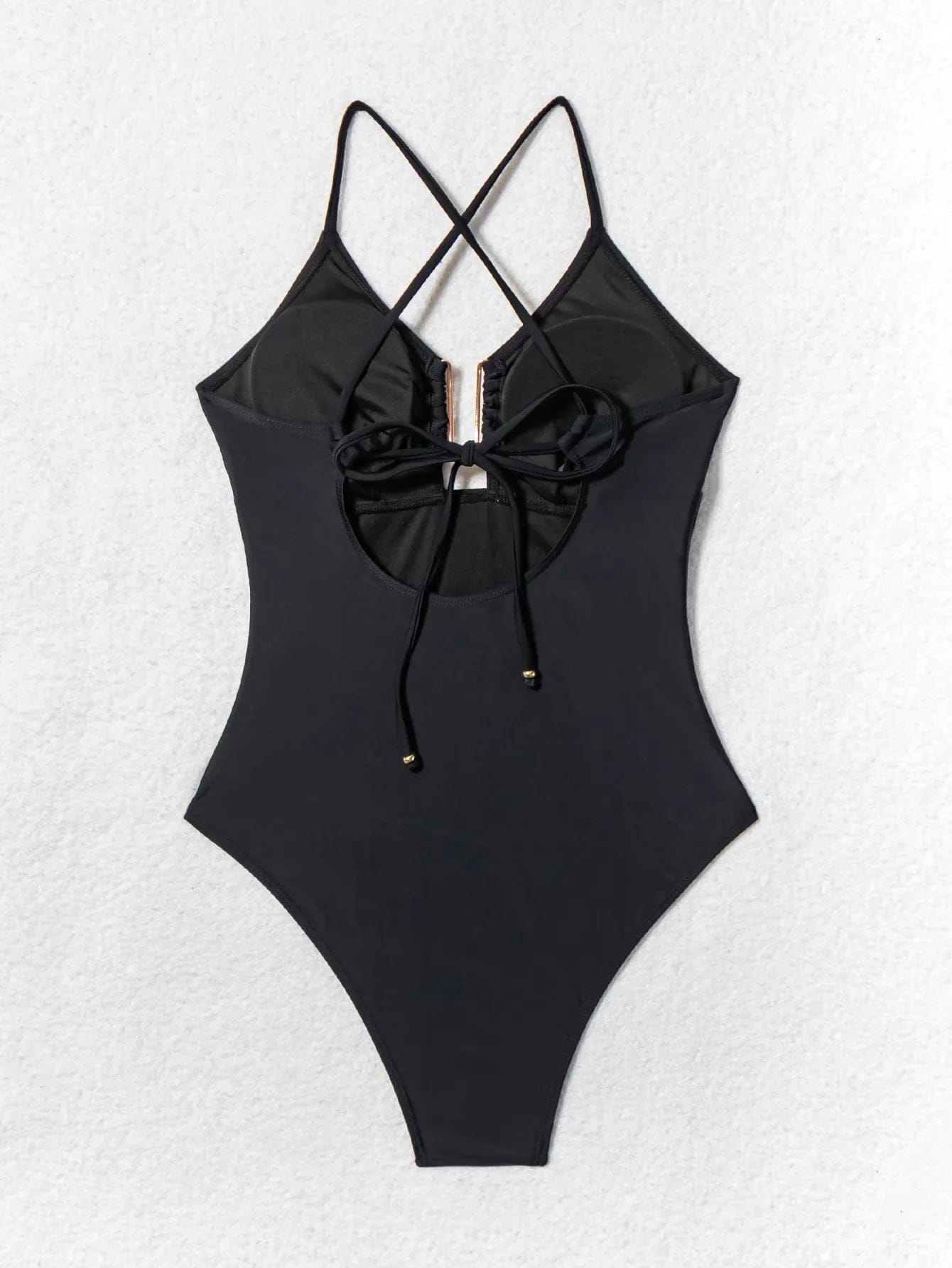 Dames Eendelig Hollow Bandage Cross Back Badpak Zwart