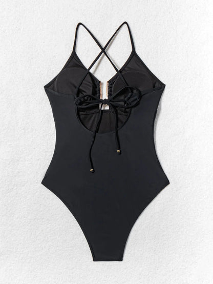 Dames Eendelig Hollow Bandage Cross Back Badpak Zwart