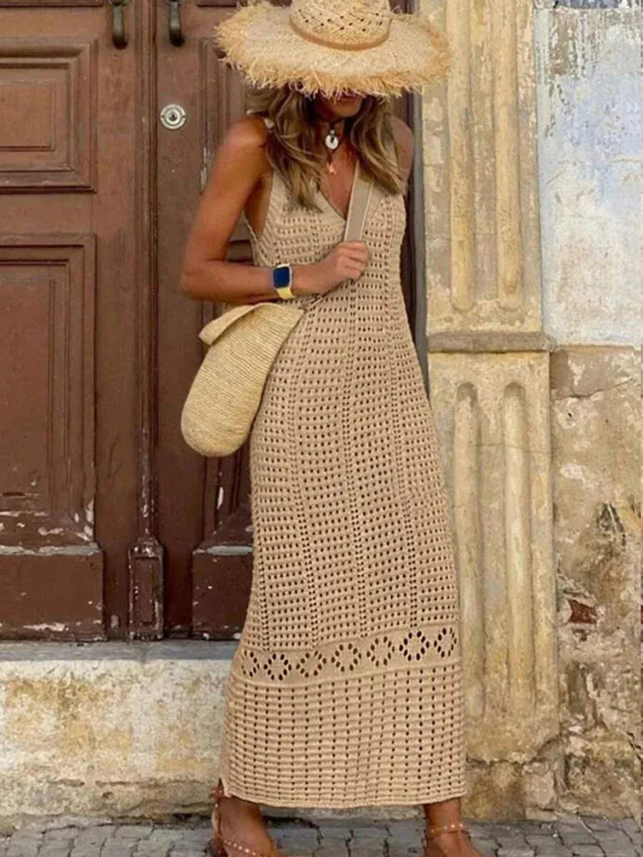 Dames Gehaakte Holle V-hals Strandcover-up Tuniek