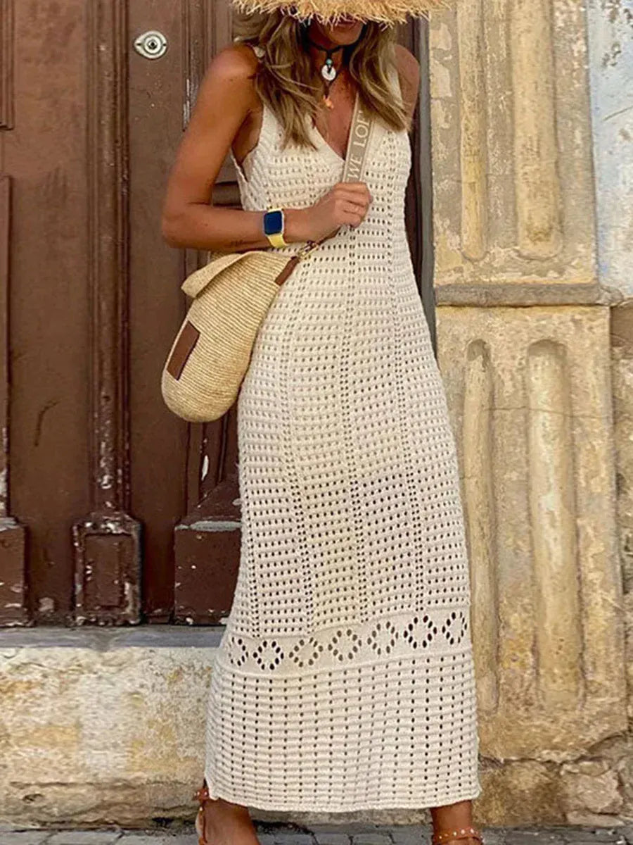 Dames Gehaakte Holle V-hals Strandcover-up Tuniek