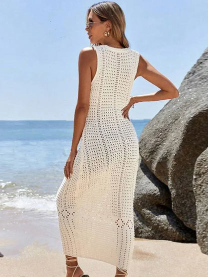 Dames Gehaakte Holle V-hals Strandcover-up Tuniek