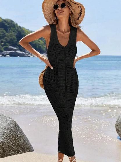 Dames Gehaakte Holle V-hals Strandcover-up Tuniek