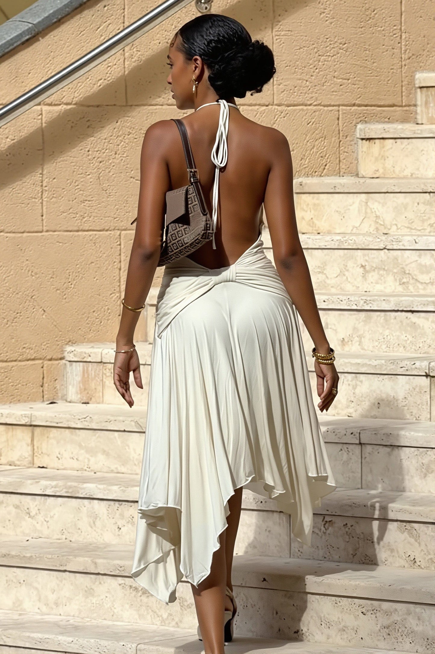 Dames Halter Maxi Jurk Asymmetrische A Lijn
