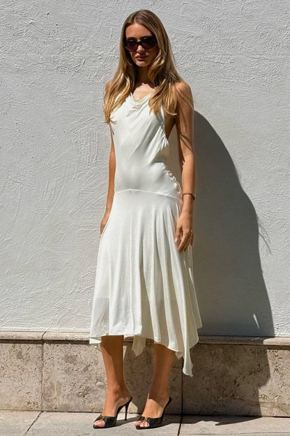 Dames Halter Maxi Jurk Asymmetrische A Lijn